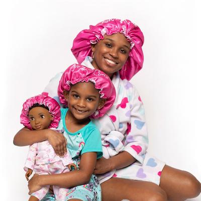 China Mommy and me silk satin bonnet double layer hair factory picture bonnet wholesale baby bonnets for sale