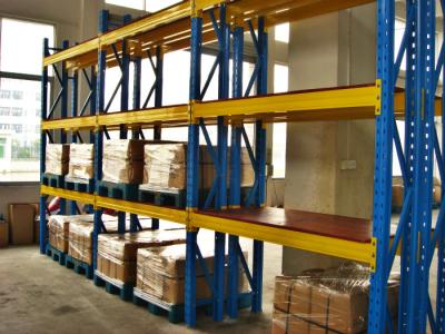 China Het blauwe/Oranje Multiniveau Op zwaar werk berekende Pallet Rekken met Koude Rolling Staal Te koop