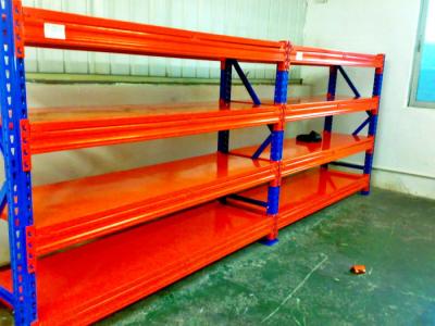 China Het blauwe/Oranje Koudgewalste Op zwaar werk berekende Pallet Rekken met Lange Spanwijdte Te koop