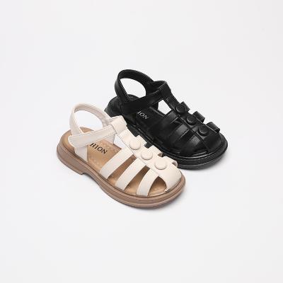 China Cushioning Girls' Baotou Sandals Summer New Roman English Style Beach Shoes Outdoor Flat Bottom Sandals Soft Sole Anti slip for sale