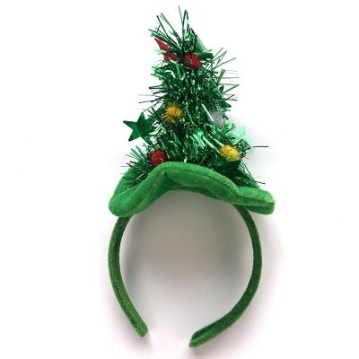 China Bling and Amazon Happy Mood Sequin Tassel Christmas Hair Accessories Funny Christmas Tree Hat Headband for sale