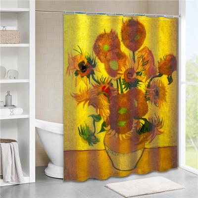 China Sustainable Modern Custom Digital Printing Folding Bath Shower Curtain for sale