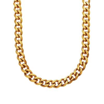 China Lead& Nickel Free Wholesale Mens Jewelry 5mm Cuban Link Necklace 18K Gold Stainless Steel Chain Jewelry for sale