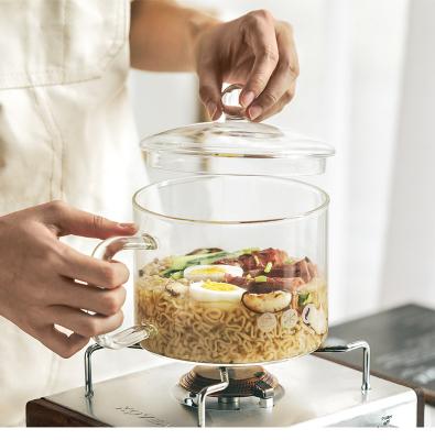 China Viable Pyrex Borosilicate Glass Noodle Milk Soup Jars Cups With Glass Cover for sale