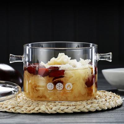 China Viable Hot Borosilicate Large Size Pot Transparent Clear Borosilicate Glass Cooking Pyrex Glass Cooking Pot for sale