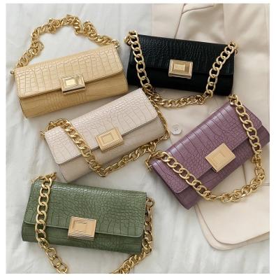 China Designer Crocodile Pattern Chain Sling Handbags And Purses Armpit Bags For Women Shoulder Bag for sale