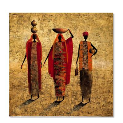China Handmade African Abstract Artwork Black Figure Wall Decor Oil Painting On Canvas for sale