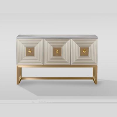 China Minimalist Gold Carving Handle Console Table Side Cabinet Cupboard for sale