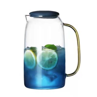China Wholesale viable pyrex glass pitcher heat resistant glass water jug with plastic lid for sale