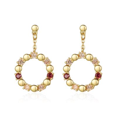 China Small and exquisite environmentally friendly inlaid round elegant female earrings fashion banquet gift soft advanced simple style for sale
