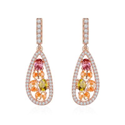 China Environmental Friendly Inlaid Stone Drop Earrings Banquet Wedding Bridesmaid High End Luxury Women Banquet Ball Wedding for sale