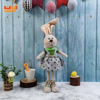China Easter Green Bunny Bunny Doll Toy Decoration Handmade Adorable Happy Cloth Stuffed Rabbits Figurines for sale