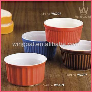 China Wingoal disposable porcelain colorful ceramic ramekin cup,ceramic ramekin for sale