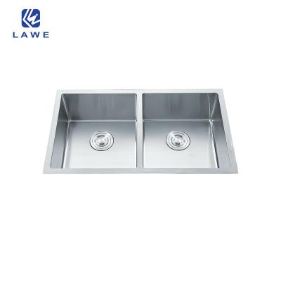 China Without faucet design common sink in kitchen with two bowl sink factory wholesale price handmade kitchen sink for sale