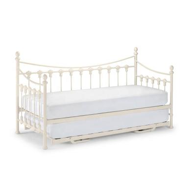 China Storage Living Room Furniture Simple Twin Size White Color Metal Daybeds With Pullout Caster Sofa Bed Frame for sale