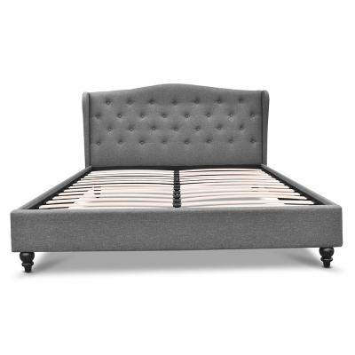 China Frame Storage Fabric Foam Filler Upholstery Bed Linen With Button Tufted Wing Back Headboard Queen Queen Size For Adult for sale
