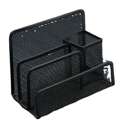 China Multifunctional One Stop Shopping Metal File Tray Wholesale Mesh Desk Organizer Storage Pen Holder for sale