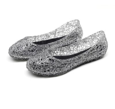 China 2023 Summer Hollow Bird's Nest Sandals Shiny Crystal Flat Bottom Breathable Leisure Women's Anti-Smell Jelly Shoe Wholesale Factory for sale