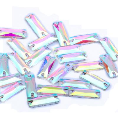China Flat Back Sewing Crystal Stone Smart Gemstones AB Double Hole Hand Glass Rhinestone Band Double Hole White Sequins for sale