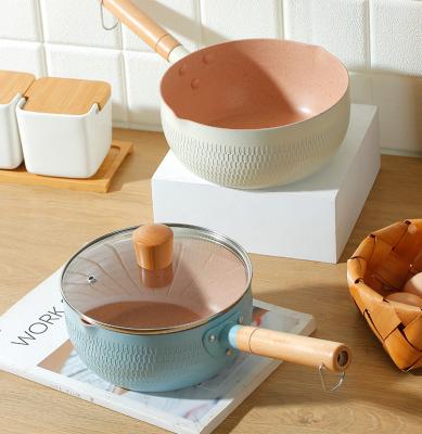 China Cooking Wooden Handle Aluminum Nonstick Pan Coating Nonstick Pots And Nonstick Pans for sale