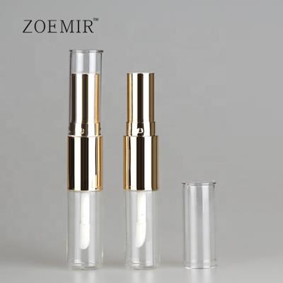 China Newest lip gloss tube/lipstick tube double sided spray gold lipstick tube container liquid lip gloss tube for sale
