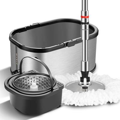 China Sustainable 360 Rotation Magic Broom With Stainless Steel Bucket And Wheel for sale