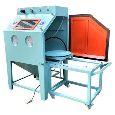 China Construction works Automatic wheel sand blasting device with turntable environmental protection sand blasting device for sale