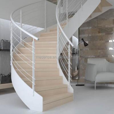 China Modern Wooden Curved Staircase Modern Stainless Steel Arch Stair Step Stairs Staircase for Luxury Homes for sale