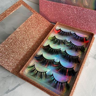 China 25mm Natural Soft Fluffy Long Tapered Mink Eyelashes Colored Lashes Halloween Blue Dramatic Look False Lashes Long Mink Eyelashes for sale