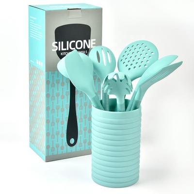 China Different types viable hot sale stainless steel silicone kitchenware wholesale 7pcs non-stick cooking set for sale