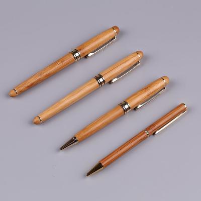 China 2022 Promotional Pen Classic Custom Logo Bamboo Ballpoint Promotional Ball Pen Maker Laser Engraved Print Gift with Clip for sale