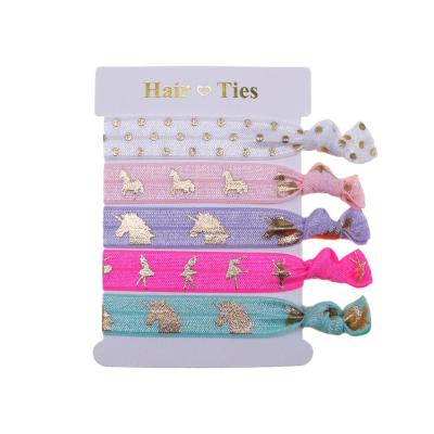 China Wholesale Custom Printed Fashion Horse Logo Elastic Ponytail Wristband Hair Ties For Women Fluffy Hair Ties for sale