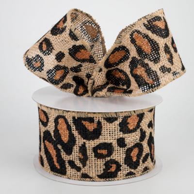China High tenacity leopard cheetah print custom ribbon burlap animal print leopard wholesale wholesale printed cable ribbon for sale