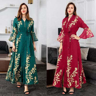 China AB170 autumn and winter mesh embroidery long dress European and American women's temperament evening dress Muslim Arab dress polyester fiber (polyester) for sale