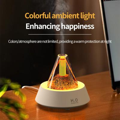 China ABS Lava Aromatherapy Fire Flame Humidifier White Black Color 80ml for sale