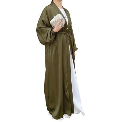 China New Dubai Satin Blow Sleeve Open Elegant Islamic Muslim Muslim Abaya Kimono for sale