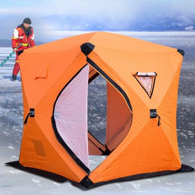 China Fiberglass Rod TAPSPORTS 2 Person Pop Up Portable Ice Fishing Shelter Top Insulated Ice Fishing Tent for sale