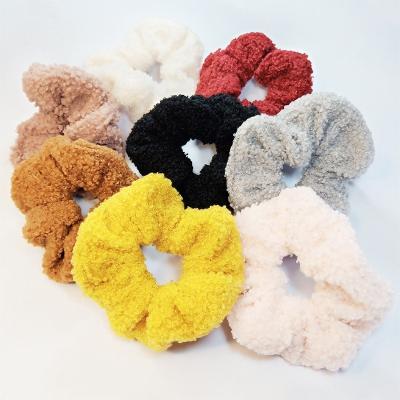 China 2020 Hot Popular Hair Decoration Color Winter Hair Bands Lambs Wool Girls Elastic Bands For Hair for sale