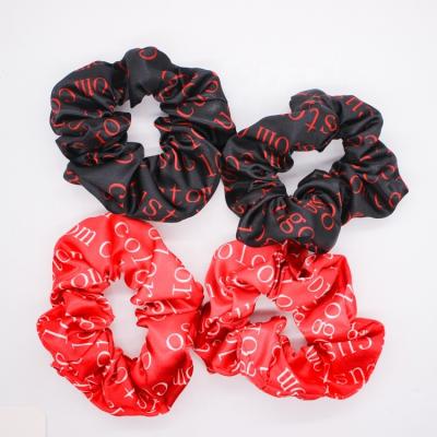 China Hair Accessories Custom Printed Girls Hair Bands Colors Logo Elastic Custom Hair Scrunchies With Small MOQ for sale