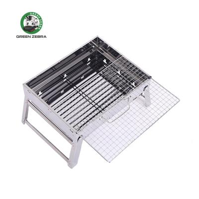 China Camping Easily Assembled Mini Stainless Steel Smoker Portable Outdoor Easy Taking Folding BBQ Grill Small Stove Charcoal BBQ Grill for sale
