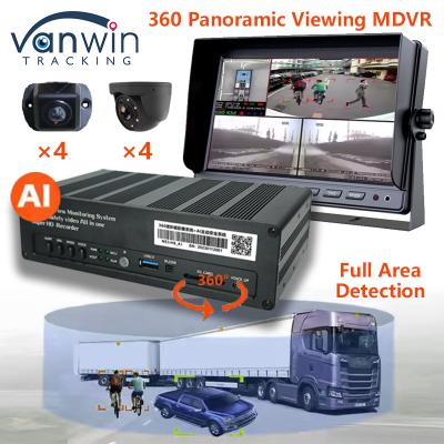 China 8 CH 4G 360 Visión panorámica MDVR con AI ADAS DSM BSD Visión panorámica Sistema de cámara DVR de automóviles en venta