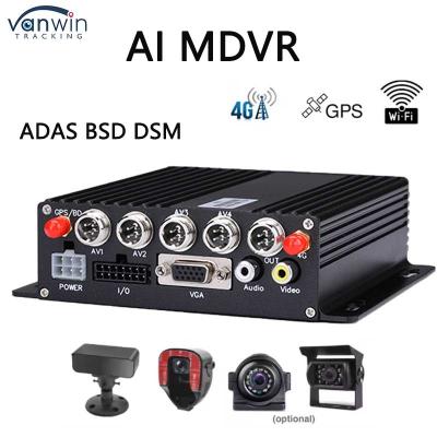 China 4 Channel ADAS DSM Car DVR with 4G GPS AHD Camera SD Card Video Recorder for Training Car Driving Mobile DVR for Truck Bus for sale
