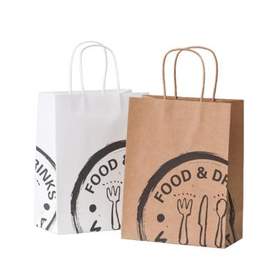 China Recyclable Customized Logo Cheap Grocery Shopping Packaging Brown Kraft Paper With Twisted Handle for sale