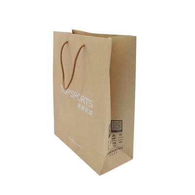 China Wholesale Custom Reusable Brown Craft Kraft Logo Reusable Shopping Gift Recyclable Paper Packaging Bags With Rope Handles for sale