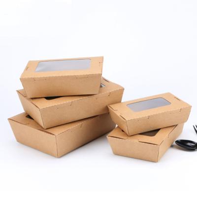 China Other Brown Kraft Paper Disposable Take Out Packaging Food Box With Clear PVC Window For Salad for sale