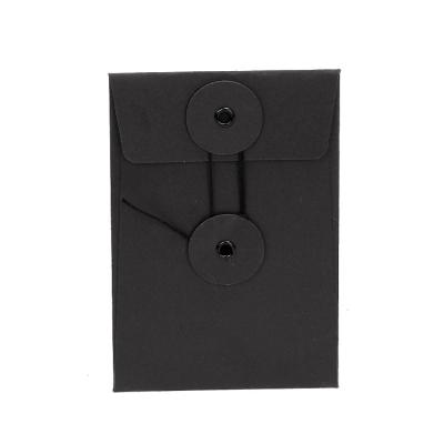 China Business Custom Square Kraft Paper Envelope Recycled Envelope Premium Black Invitation Small Envelope With Button String Closure for sale