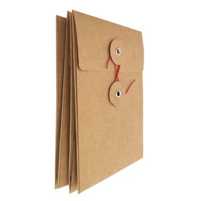 China Custom Kraft Paper Business Envelope Plain White Black Paper Envelope With Button And String Closure for sale