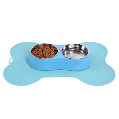 China Viable Silicone Bone Shaped Pet Feeding Mat Dog Puppy Cat Feeding Mat Pad Cute Silicone for sale