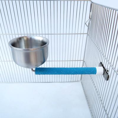 China 2022 Viable Popular Parrot Stainless Steel Food Bowl Bird Cage Accessaries With Stand for sale