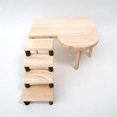 China Viable Hamster Toys Stairs Pine Stairs Platform Ladder Solid Wood Golden Bear Landscaping Cage Wave Deck for sale